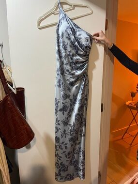 Revelry One-Shoulder Satin Floral Silk Bridesmaids Dress